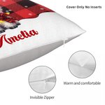 Personalisierte Weihnachten Lichter niedlich Hochland Kuh Design Plaid Kissenbezug mit Namen Home Decor Weihnachtsgeschenk für Kinder Familie