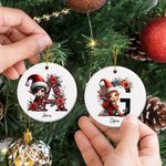 Personalizzato carino Natale Elf floreale iniziale ceramica Ornamento di Natale con nome Albero di Natale Decor regalo per gli amici della famiglia
