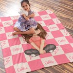 Personnalisé Personnalisé Cartoon Character Checkered Lightning Design Soft Throw Blanket avec Multiple Names Home Decor Birthday Gift Boys Girls