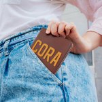 Personalized Shadow Name Leather Compact Bifold Pocket Wallet with Name Birthday Anniversary Gift for Women Girls