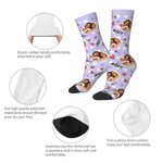 Personalized Red Heart Multi-color Couple Sister Photo Portrait Socks with Name Anniversary Valentine's Day Gift for her him Friends BFF