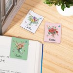Personalized 1-8 Birth Flowers Bouquet Magnetic Bookmark Clip with Name Birthday Mother's Day Christmas Gift for Women Girls