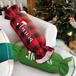 Gepersonaliseerde veelkleurige kerstmuts naam snoep vorm zacht kussen inzet Set Home Decor Kerstcadeau voor familie