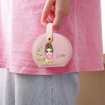 Personalized Birth Flower Name Wreath Cartoon Portable Leather Travel Jewellery Case with Handle Birthday Bridesmaid Mother's Day Gift for Women