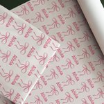 Personalized Pink Coquette Bow Wrapping Paper with Name Birthday Christmas DIY Craft Gift Packaging Gift for Women Girls