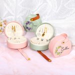 Personalizada Nacimiento Flor Nombre Guirnalda Joyero de viaje portátil de cuero con asa Cumpleaños Dama de honor Día de la Madre de regalo para las mujeres