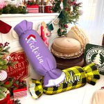 Gepersonaliseerde veelkleurige kerstmuts naam snoep vorm zacht kussen inzet Set Home Decor Kerstcadeau voor familie
