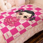 Personnalisé Personnalisé Cartoon Character Checkered Lightning Design Soft Throw Blanket avec Multiple Names Home Decor Birthday Gift Boys Girls