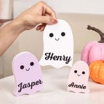 Personlig Flerfärgad Söt Spöke Skrivbordsprydnad med Namn Halloween Heminredning Present till Familj