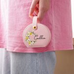 Personalizada Nacimiento Flor Nombre Guirnalda Joyero de viaje portátil de cuero con asa Cumpleaños Dama de honor Día de la Madre de regalo para las mujeres