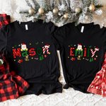 Personalised Lovely Christmas Family Matching T-shirt Sweatshirt Baby Bodysuit with Name Garment Merry Christmas Gift for Family