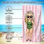 Personalisiertes Schnell Trocknendes Gestreiftes Cartoon-Charakter Überdimensionales Strandtuch mit Namen Geburtstag Sommer Reise Geschenk für Freunde