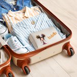 Borsa trucco in pelle PU personaggio animato ragazza eccentrica personalizzazione nome portatile da viaggio regalo compleanno anniversario per donne