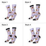 Personalized Red Heart Multi-color Couple Sister Photo Portrait Socks with Name Anniversary Valentine's Day Gift for her him Friends BFF