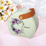 Personalizada Nacimiento Flor Nombre Guirnalda Joyero de viaje portátil de cuero con asa Cumpleaños Dama de honor Día de la Madre de regalo para las mujeres