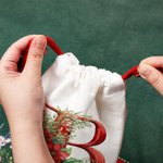 Spersonalizowana torba świąteczna wielokrotnego użytku z imieniem i sznurkiem Wesołych Świąt dla rodziny