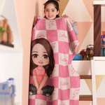 Personnalisé Personnalisé Cartoon Character Checkered Lightning Design Soft Throw Blanket avec Multiple Names Home Decor Birthday Gift Boys Girls