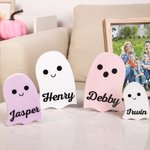 Personlig Flerfärgad Söt Spöke Skrivbordsprydnad med Namn Halloween Heminredning Present till Familj