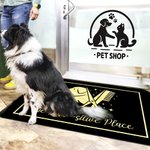 Personalized Grooming Elements Paw Print Anti-slip Multi-color Faux Glitter Doormat with Text Pet Salon New Business Gift for Pet Groomer Owner