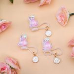 Personalized Shiny Rainbow Cat Reusable Silicone Straw Topper with Initial Charm Accessory for Stanley Tumbler Birthday Party Gift for Her
