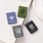 Spersonalizowana zakładka do książki z imieniem i nazwiskiem w kształcie kwiatowego motyla, owada, magnetyczna zakładka do książki ze skóry PU, prezent urodzinowy dla mola książkowego
