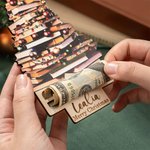 Personalized Coquette Bow Christmas Book Tree Wooden Money Holder Hanging Ornament with Name Christmas Tree Decor Party Gift for Family Friend