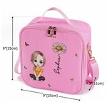 Personalized Cute Cartoon Character Birth Flower Insulated Lunch Bag with Name & Handle Portable School Travel Picnic Gift for Kids Family