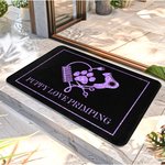 Personalized Grooming Elements Paw Print Anti-slip Multi-color Faux Glitter Doormat with Text Pet Salon New Business Gift for Pet Groomer Owner