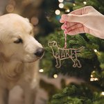 Ornement en Bois Personnalisé avec Nom et Élément Évidage en Forme de Chien et Chat Cadeau Noël pour Amoureux des Animaux de Compagnie