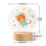 Gepersonaliseerd Schattig Dieren Astronaut LED Nachtlampje met Houten Basis en Naam Sterren Planeet Design Verjaardags Feestdagcadeau voor Kinderen