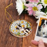 Spersonalizowany portret zwierzaka Witraż Akrylowy efekt Suncatcher Ozdoba na choinkę Pamiątkowy prezent urodzinowy dla miłośników zwierząt domowych