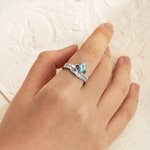 Personalized Dainty Crown Heart Birthstone Ring with Engraved Name and Shiny Zircon Birthday Anniversary Gift for Women