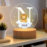 Luz nocturna personalizada con estrella de fantasía nube y animales del bosque base de madera regalo ideal para cumpleaños de niños