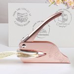 Personalized Bookish Flower Cute Reading Cat Library Embossing Stamp Hand-held Embosser with Name Birthday Book Club Gift for Bookworms