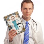Personalisierte Leopard Cartoon Krankenschwester Arzt Spirale A5 Notebook mit 120 linierten Seiten und Name Geburtstag Anerkennung Geschenk für medizi