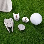 Personalised Cartoon Character Name Magnetic Divot Repair Tool Ball Marker Hat Clip Set with Case Birthday Golf Accessory Gift for Golf Players