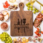 Personalized Engraved Cooking Tool Wooden Bamboo Reversible Cheese Charcuterie Cutting Board with Grip Ship from USA Wedding Gift for Family Friend