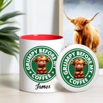 Personalised Grumpy Before Coffee Cartoon Animal 11oz Mug with Name Birthday Gift for Family Friends