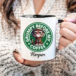Personalised Grumpy Before Coffee Cartoon Animal 11oz Mug with Name Birthday Gift for Family Friends