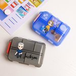 Personalized Birth Flower Cartoon 10 Compartments Pocket Pharmacy Travel Daily Pill Organizer with Name and Medication Labels Gift for Family Friend
