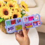Personalized Birth Flower Cartoon 10 Compartments Pocket Pharmacy Travel Daily Pill Organizer with Name and Medication Labels Gift for Family Friend