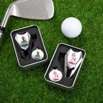 Personalised Cartoon Character Name Magnetic Divot Repair Tool Ball Marker Hat Clip Set with Case Birthday Golf Accessory Gift for Golf Players