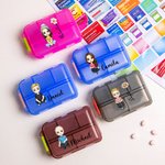 Personalized Birth Flower Cartoon 10 Compartments Pocket Pharmacy Travel Daily Pill Organizer with Name and Medication Labels Gift for Family Friend