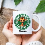 Personalised Grumpy Before Coffee Cartoon Animal 11oz Mug with Name Birthday Gift for Family Friends