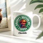 Personalised Grumpy Before Coffee Cartoon Animal 11oz Mug with Name Birthday Gift for Family Friends