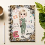 Personalisierte Leopard Cartoon Krankenschwester Arzt Spirale A5 Notebook mit 120 linierten Seiten und Name Geburtstag Anerkennung Geschenk für medizi