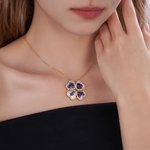 Collier Personnalisé avec 4 Photos Pendentif en Forme de Cœur et Trèfle à Quatre Feuilles Bijoux en Zircon Cadeau Anniversaire pour Femme Famille