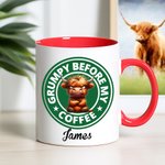 Personalised Grumpy Before Coffee Cartoon Animal 11oz Mug with Name Birthday Gift for Family Friends