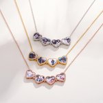 Collier Personnalisé avec 4 Photos Pendentif en Forme de Cœur et Trèfle à Quatre Feuilles Bijoux en Zircon Cadeau Anniversaire pour Femme Famille
