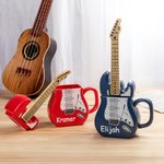 Tasse en céramique en forme de guitare personnalisée avec nom et couvercle Cadeau d'anniversaire pour joueur de guitare